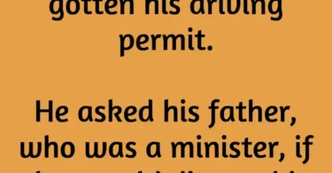 young boy and dad driving permit bible joke