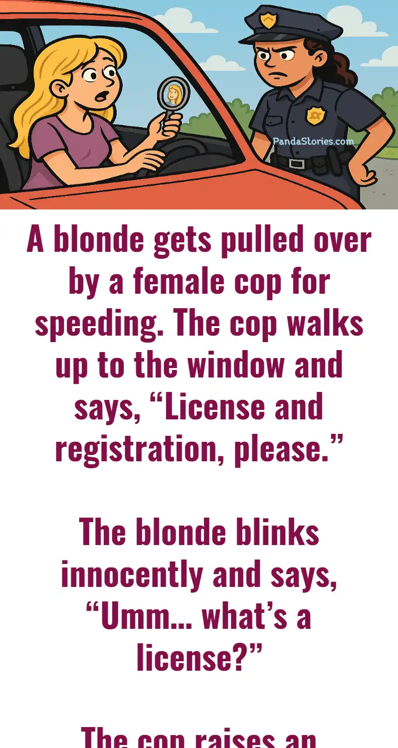 blonde stopped by a cop mirror joke