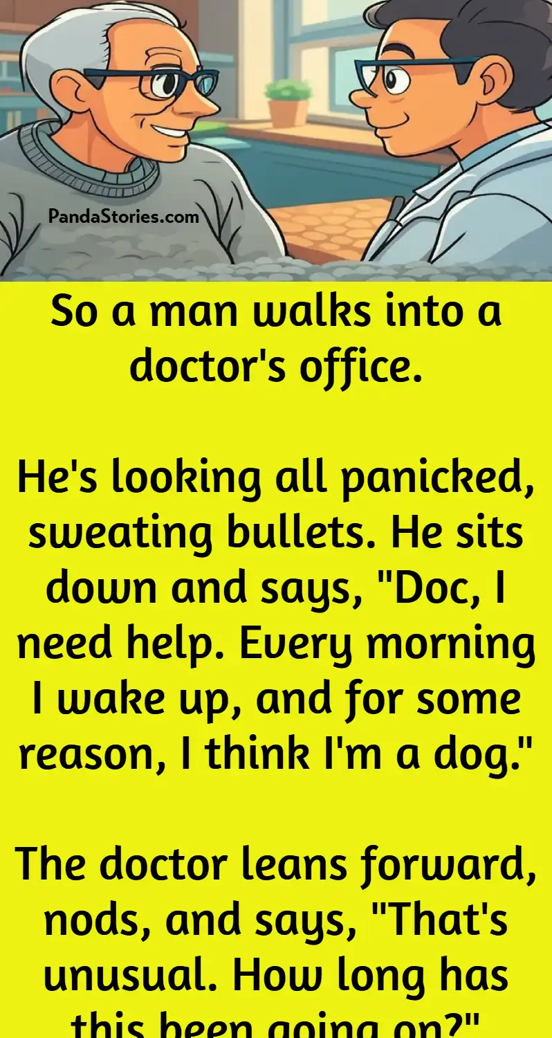 man dog doctor furniture joke story