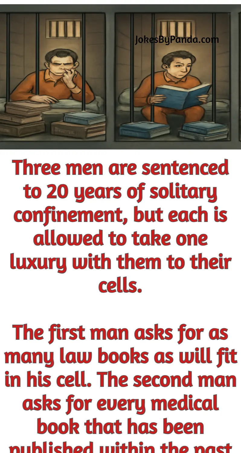 three man in jail luxury items books and match joke
