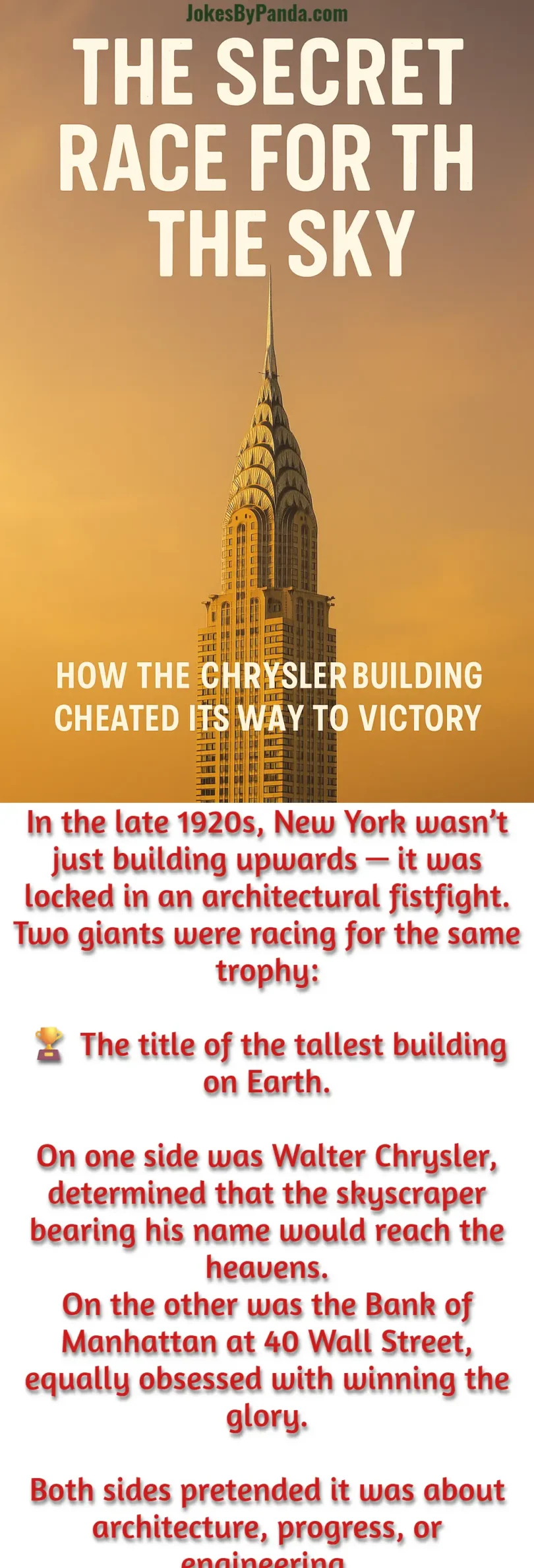 Chrysler building tallest building secret story with Manhattan bank