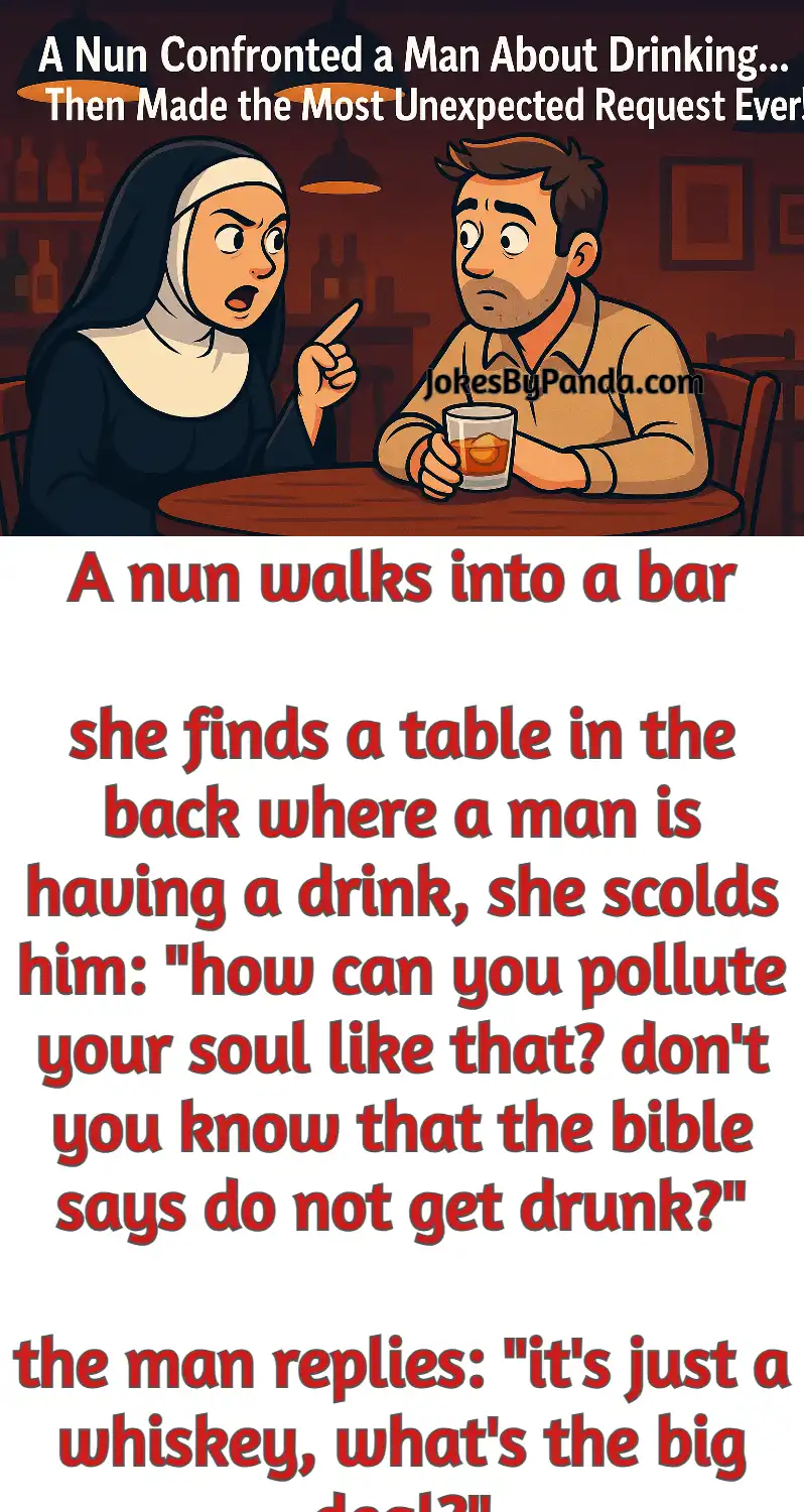 Nun whiskey bar tea cup funny joke